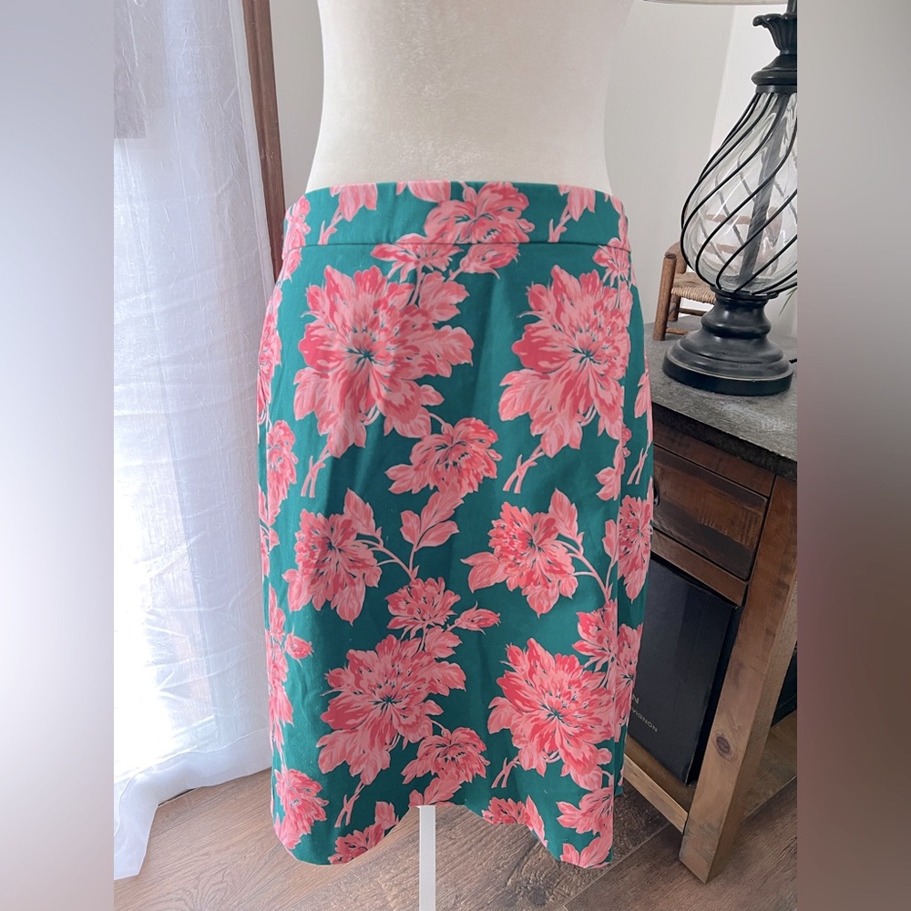 J Crew Floral Pink and Green Skirt